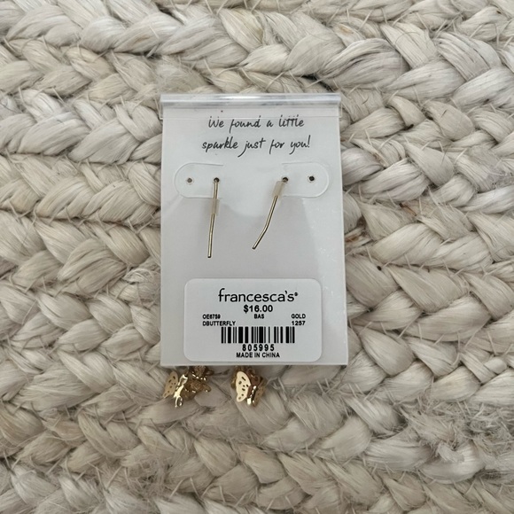 FRANCESCAS. Gold butterfly earrings - Picture 2 of 3